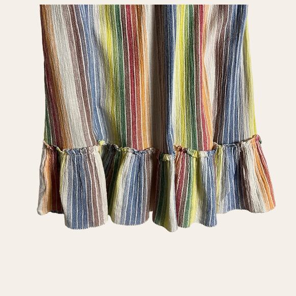 Saylor Alma Rainbow Striped Ruffled V-Neck Sleeveless Mini Dress Size L - Picture 10 of 15